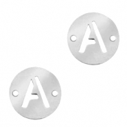 Breloques en acier inox connecteur lettre A 10mm Argenté