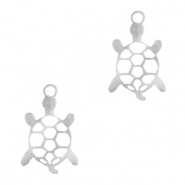 Breloques en acier inox tortue Argent&eacute;
