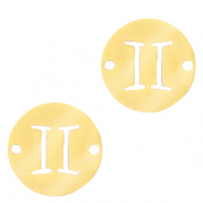 Breloques en acier inox / connecteur signe du zodiaque Gémeaux Doré