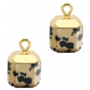 Pierres naturelles pendentifs Jaspe Dalmatien carr&eacute; Greige-dor&eacute;