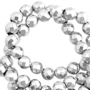 Perles hématites facettées rond 4mm gris clair