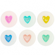 Perles lettres acryliques coeurs glow-in-the-dark Blanc cassé-multicolore