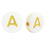 Perles lettres acryliques A Blanc-doré