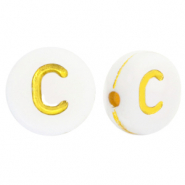 Perles lettres acryliques C Blanc-doré
