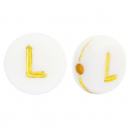 Perles lettres acryliques L Blanc-doré