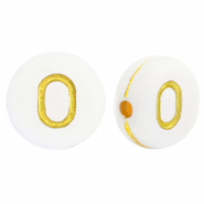 Perles lettres acryliques O Blanc-doré