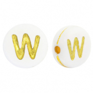 Perles lettres acryliques W Blanc-doré