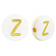 Perles lettres acryliques Z Blanc-doré