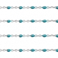 Apprêts en acier inox chaîne maille jaseron 1mm Bleu paon-argenté