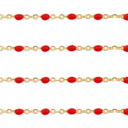 Apprêts en acier inox chaîne maille jaseron 1mm Rouge samba-doré