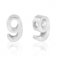 Perles en acier Inox chiffre 9 Argenté
