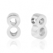 Perles en acier Inox chiffre 8 Argenté