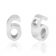 Perles en acier Inox chiffre 6 Argenté