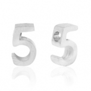 Perles en acier Inox chiffre 5 Argenté