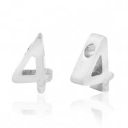 Perles en acier Inox chiffre 4 Argenté