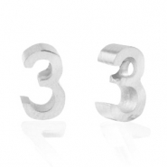 Perles en acier Inox chiffre 3 Argenté