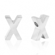 Perles en acier Inox lettre X Argenté