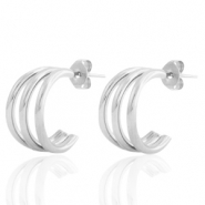 Boucles d'oreilles puces en acier inox créoles Argenté