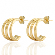 Boucles d'oreilles puces en acier inox créoles Doré