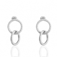 Boucles d'oreilles puces en acier inox anneaux Argenté
