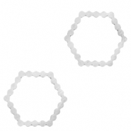 Breloques en acier inox connecteur hexagone Argenté