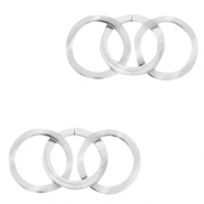 Breloques en acier inox connecteur triple cercle Argenté