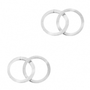 Breloques en acier inox connecteur double cercle Argenté