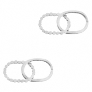 Breloques en acier inox connecteur double ovale Argenté