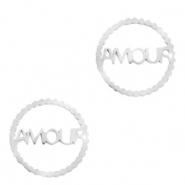 Breloques en acier inox connecteur "AMOUR" Argenté