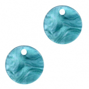 Pendentifs en r&eacute;sine rond 12mm Bleu atoll