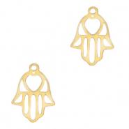 Breloques en acier inox main Hamsa Dor&eacute;