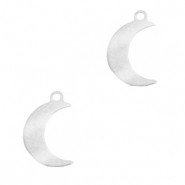 Breloques en acier inox lune Argent&eacute;