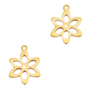 Breloques en acier inox fleur Dor&eacute;