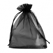 Sachet à bijoux en organza 13x18cm Noir