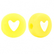 Perles lettres acryliques mélangées cœur Jaune iris