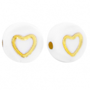 Perles lettres acryliques coeur Blanc-doré