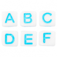 Perles lettres acryliques mélangées Blanc-bleu
