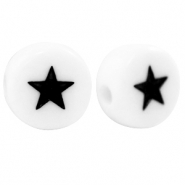 Perles lettres acryliques étoiles Blanc-noir