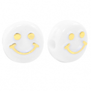 Perles lettres acryliques smiley Blanc-doré