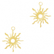 Breloques en acier Inox soleil Dor&eacute;
