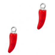 Breloques en m&eacute;tal Basic Quality piment Argent&eacute;-rouge