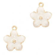 Breloques en m&eacute;tal Basic Quality fleur Dor&eacute;-blanc