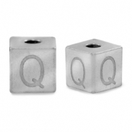 Perles en acier Inox lettre Q Argenté
