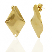 Boucles d'oreilles en acier Inox/puces d’oreilles losange avec anneau Doré