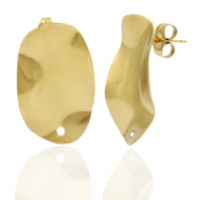Boucles d'oreilles en acier Inox/puces d’oreilles ovale avec anneau Doré
