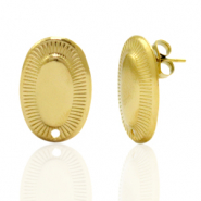 Boucles d'oreilles en acier Inox/puces d’oreilles ovale avec anneau Doré
