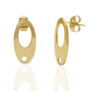Boucles d'oreilles en acier Inox/puces d’oreilles ovale avec anneau Doré