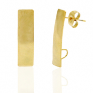 Boucles d'oreilles en acier Inox/puces d’oreilles rectangle avec anneau Doré