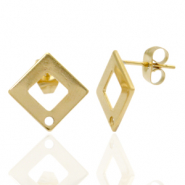 Boucles d'oreilles en acier Inox/puces d’oreilles carré avec anneau Doré
