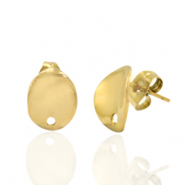 Boucles d'oreilles en acier Inox/puces d’oreilles ovale avec anneau Doré